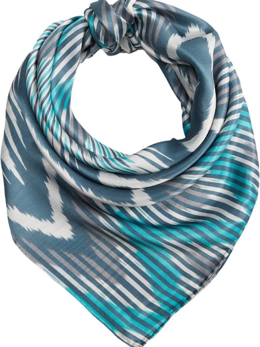 Turquoise Chevron Silk Scarf - Stylish Wild Rags, Versatile Accessory, One Size
